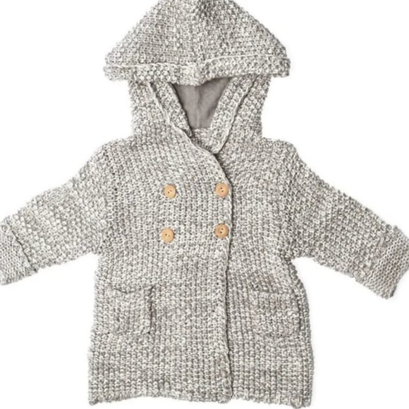 Beba Bean Crochet Knit Hoodie - Grey Unisex (6-12 Months) - Picture 2 of 5